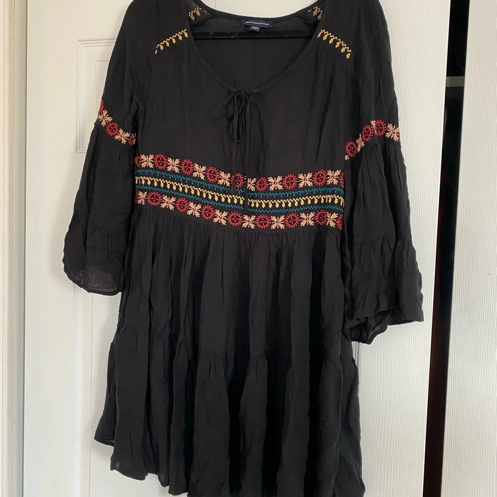 American eagle black festival dress. Embroidered - Picture 5 of 5